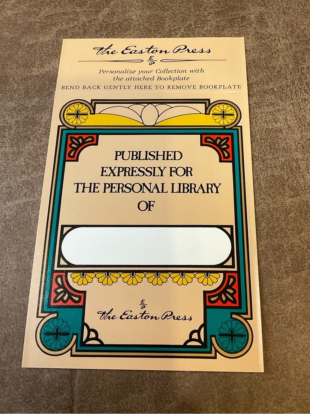 The Easton Press Blank Bookplate